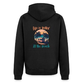 La vie est meilleure à la plage - Rétro - Veste à capuche bio Premium Unisexe - noir - Dos - Nico (187cm)