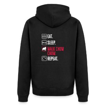 Chow Chow Hund - Unisex Premium Bio Zip Hoodie - Schwarz - Hinten - Nico (187cm)