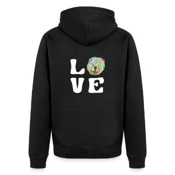 Chow Chow Hund - Unisex Premium Bio Zip Hoodie - Schwarz - Hinten - Nico (187cm)