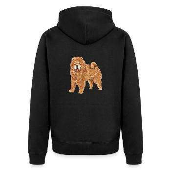 Chow Chow Hund - Unisex Premium Bio Zip Hoodie - Schwarz - Hinten - Nico (187cm)