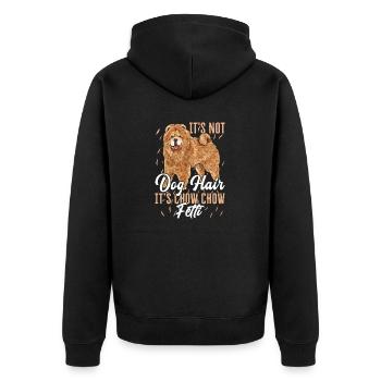 Chow Chow Hund - Unisex Premium Bio Zip Hoodie - Schwarz - Hinten - Nico (187cm)