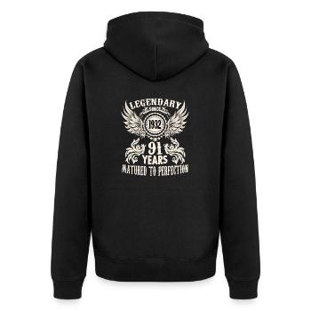 Funny birthday shirt for 91-year-old saying - Unisex Premium Organic Zip Hoodie - black - Back - Nico (187cm)