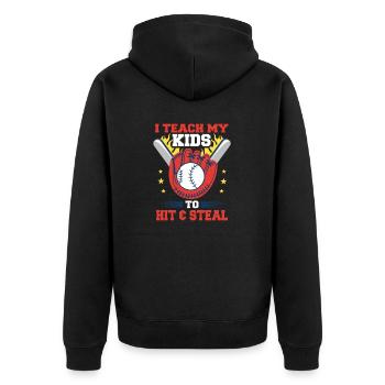 Baseball Dad Funny Quote Baseball Player - Unisex Premium Organic Zip Hoodie - black - Back - Nico (187cm)
