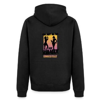Schlager Party Outfit Kostüm - Unisex Premium Bio Zip Hoodie - Schwarz - Hinten - Nico (187cm)