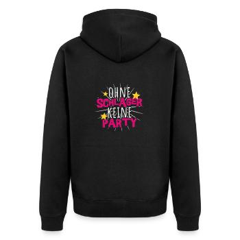 Schlager Party Outfit Kostüm - Unisex Premium Bio Zip Hoodie - Schwarz - Hinten - Nico (187cm)