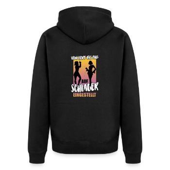 Schlager Party Outfit Kostüm - Unisex Premium Bio Zip Hoodie - Schwarz - Hinten - Nico (187cm)