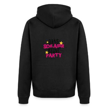 Schlager Party Outfit Kostüm - Unisex Premium Bio Zip Hoodie - Schwarz - Hinten - Nico (187cm)