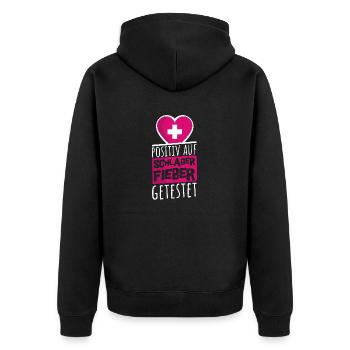 Schlager Party Outfit Kostüm - Unisex Premium Bio Zip Hoodie - Schwarz - Hinten - Nico (187cm)