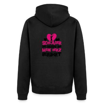 Schlager Party Outfit Kostüm - Unisex Premium Bio Zip Hoodie - Schwarz - Hinten - Nico (187cm)