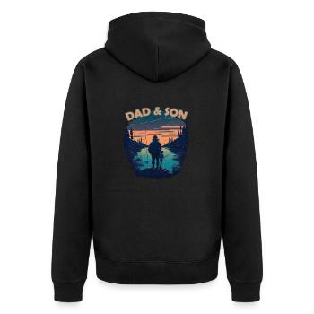 ANGLER DAD AND SON DESIGN I ANGELN I FISCHER - Unisex Premium Bio Zip Hoodie - Schwarz - Hinten - Nico (187cm)