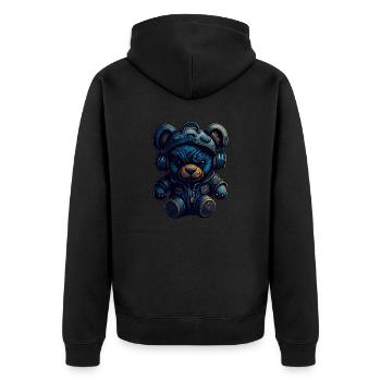 GAMING DESING I GAMER I ZOCKER - Unisex Premium Bio Zip Hoodie - Schwarz - Hinten - Nico (187cm)