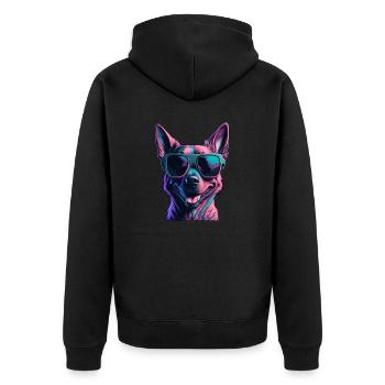LUSTIGES HUNDE DESIGN I HUNDELIEBHABER - Unisex Premium Bio Zip Hoodie - Schwarz - Hinten - Nico (187cm)