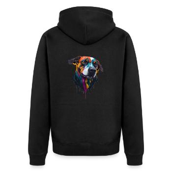 HUNDE DESIGN SPLASH ART I HUNDELIEBHABER - Unisex Premium Bio Zip Hoodie - Schwarz - Hinten - Nico (187cm)