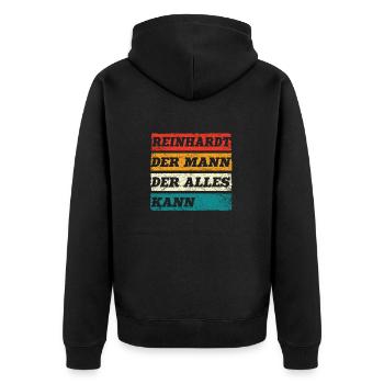 Reinhardt Der Mann Der Alles Kann Name Reinhardt - Unisex Premium Bio Zip Hoodie - Schwarz - Hinten - Nico (187cm)