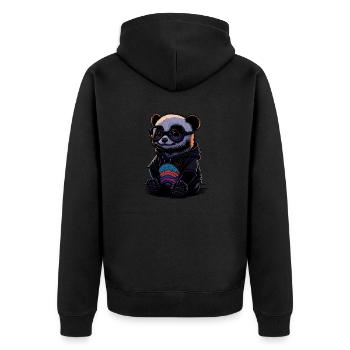 SÜßER PANDABÄR RETRO DESIGN - Unisex Premium Bio Zip Hoodie - Schwarz - Hinten - Nico (187cm)