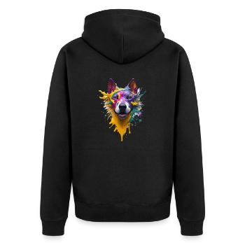 HUNDE DESIGN SPLASH ART I HUNDELIEBHABER - Unisex Premium Bio Zip Hoodie - Schwarz - Hinten - Nico (187cm)