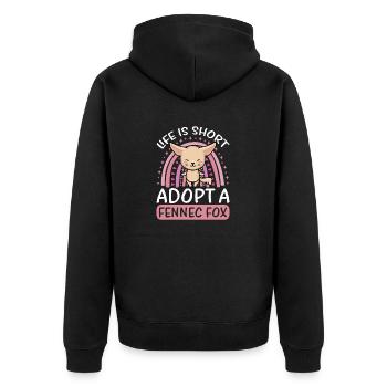 Sweet Desert Fox Gift For Girls Kids - Unisex Premium Organic Zip Hoodie - black - Back - Nico (187cm)