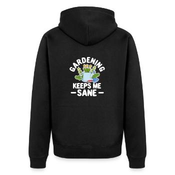 Gartenarbeit hält mich bei Verstand Naturliebhaber - Unisex Premium Bio Zip Hoodie - Schwarz - Hinten - Nico (187cm)
