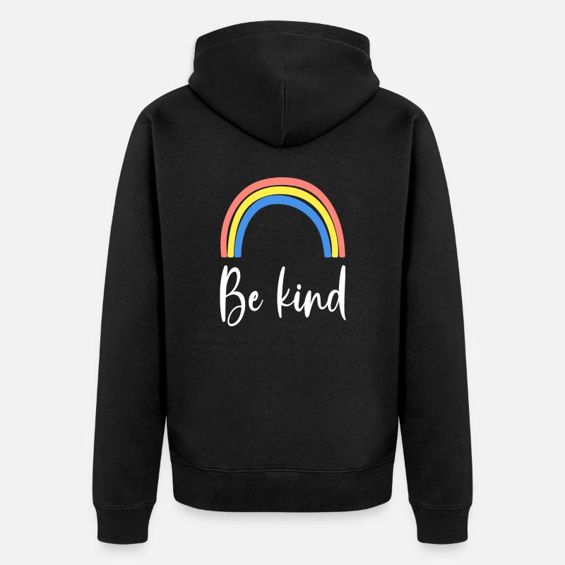Be Kind Rainbow - Unisex Premium Bio Zip Hoodie - Schwarz