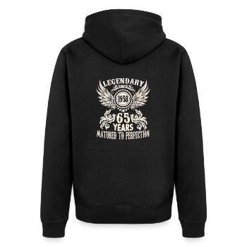 65 Jahre Geburtstag Ehrentag Wiegenfest Sprüche - Unisex Premium Bio Zip Hoodie - Schwarz - Hinten - Nico (187cm)
