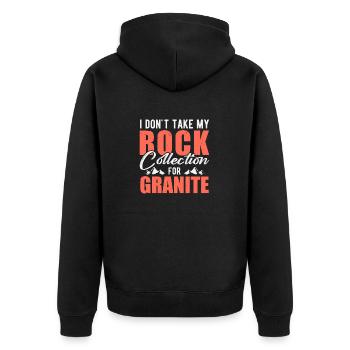 Nehmen Sie Meine Steinsammlung Nicht Für Granit - Unisex Premium Bio Zip Hoodie - Schwarz - Hinten - Nico (187cm)