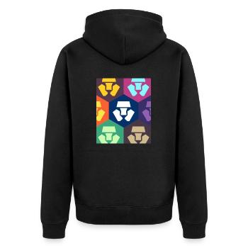Crypto Design - Unisex Premium Organic Zip Hoodie - black - Back - Nico (187cm)