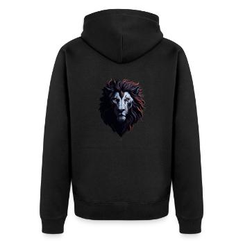 WILDES LÖWENDESIGN - Unisex Premium Bio Zip Hoodie - Schwarz - Hinten - Nico (187cm)