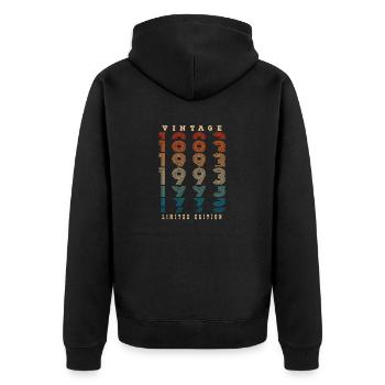 Vintage 1993 Limited Edition 30. Geburtstag - Unisex Premium Bio Zip Hoodie - Schwarz - Hinten - Nico (187cm)