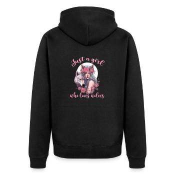Just A Girl Who Loves Wolves Graphic Design Girl - Unisex Premium Organic Zip Hoodie - black - Back - Nico (187cm)
