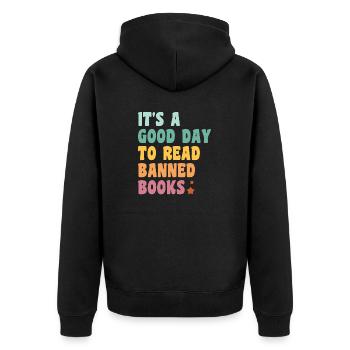 Books Book Reading Reading Bookworm Bookworm Bookaholic - Unisex Premium Organic Zip Hoodie - black - Back - Nico (187cm)