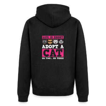 Lustiges Katzenliebhaber Geschenk Für Katzen Mama - Unisex Premium Bio Zip Hoodie - Schwarz - Hinten - Nico (187cm)