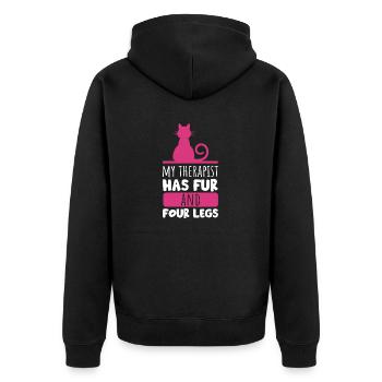 Lustiges Katzenliebhaber Geschenk Für Katzen Mama - Unisex Premium Bio Zip Hoodie - Schwarz - Hinten - Nico (187cm)