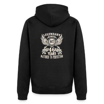 Birthday shirt for 46-year-old legend - Unisex Premium Organic Zip Hoodie - black - Back - Nico (187cm)