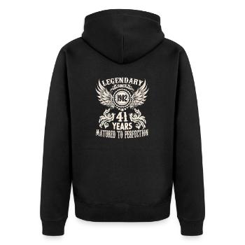 41 ans anniversaire jour spécial berceau Festival Proverbes - Veste à capuche bio Premium Unisexe - noir - Dos - Nico (187cm)