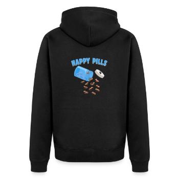 Happy Pills Eidechsen Lustige Schopfgecko Liebhaber Wortspiel - Unisex Premium Bio Zip Hoodie - Schwarz - Hinten - Nico (187cm)