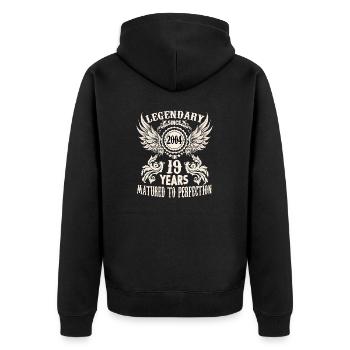 Drôle de chemise d’anniversaire pour un dicton de 19 ans - Veste à capuche bio Premium Unisexe - noir - Dos - Nico (187cm)