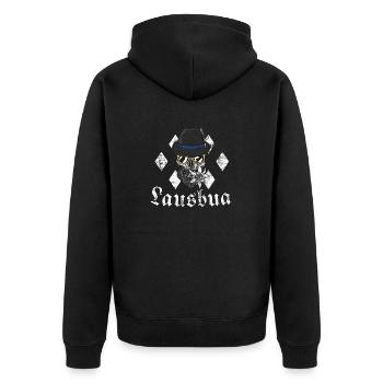 Lausbua bayern weiss - Unisex Premium Organic Zip Hoodie - black - Back - Nico (187cm)