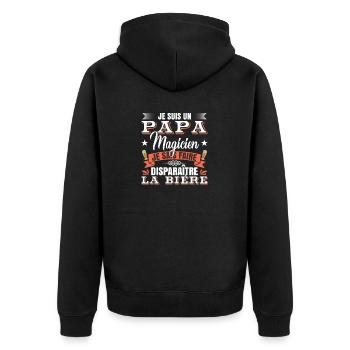 Papa Humour Bière - Veste à capuche bio Premium Unisexe - noir - Dos - Nico (187cm)