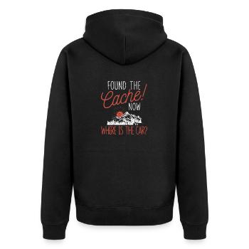 Habe den Cache gefunden, wo ist das Auto? Lustiger - Unisex Premium Bio Zip Hoodie - Schwarz - Hinten - Nico (187cm)