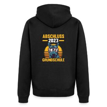 Schulabschluss 2023 Katze Grundschule - Unisex Premium Bio Zip Hoodie - Schwarz - Hinten - Nico (187cm)