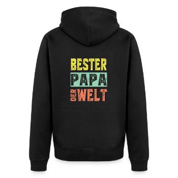 Vatertag Papa - Bester Papa Der Welt - Unisex Premium Bio Zip Hoodie - Schwarz - Hinten - Nico (187cm)
