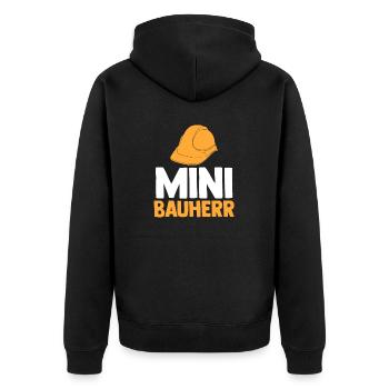 Bauherr - Unisex Premium Bio Zip Hoodie - Schwarz - Hinten - Nico (187cm)