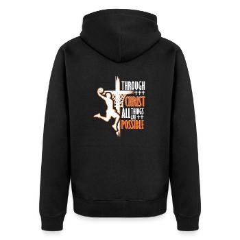 Christlicher Basketball Jesus Christus Basketball - Unisex Premium Bio Zip Hoodie - Schwarz - Hinten - Nico (187cm)