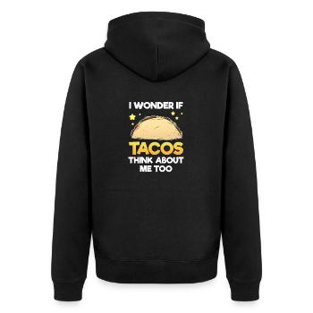 Taco Tortilla Mais Mexiko Essen I Geschenk - Unisex Premium Bio Zip Hoodie - Schwarz - Hinten - Nico (187cm)