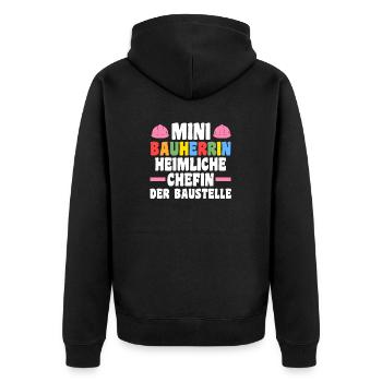 Bauherrin - Unisex Premium Bio Zip Hoodie - Schwarz - Hinten - Nico (187cm)
