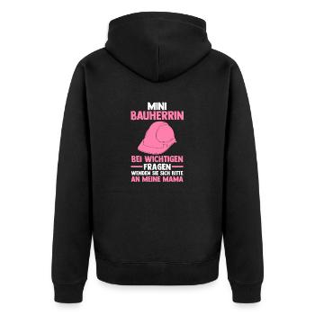 Bauherrin - Unisex Premium Bio Zip Hoodie - Schwarz - Hinten - Nico (187cm)