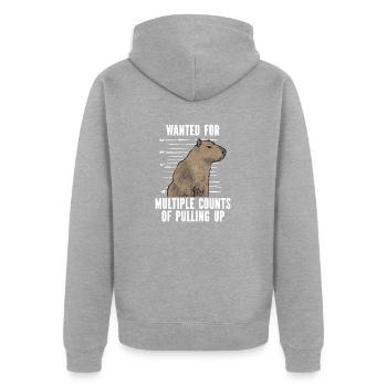 Rongeur Capybara - Veste à capuche bio Premium Unisexe - gris chiné - Dos - Nico (187cm)