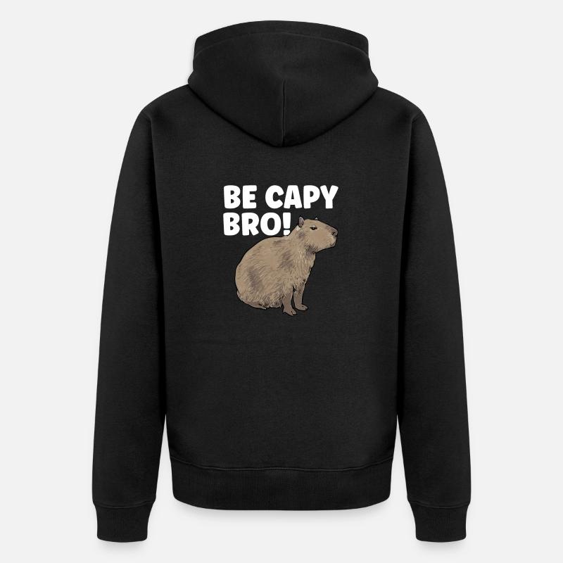 Capybara Nagetier - Unisex Premium Bio Zip Hoodie - Schwarz