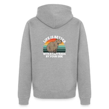 Rongeur Capybara - Veste à capuche bio Premium Unisexe - gris chiné - Dos - Nico (187cm)