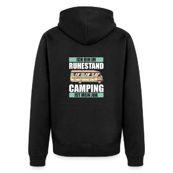 Wohnwagen Wohnmobil Camping Spruch - Unisex Premium Bio Zip Hoodie - Schwarz - Hinten - Nico (187cm)